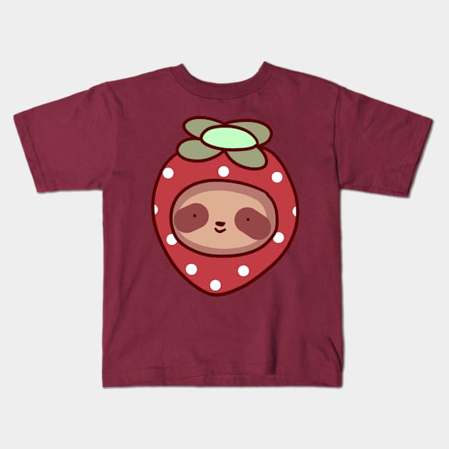 Strawberry Sloth Face Kids T-Shirt by saradaboru